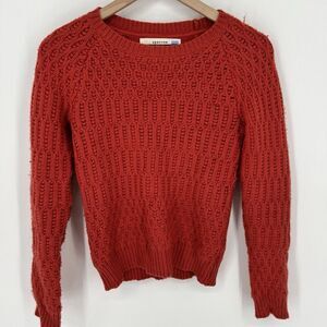 Sparrow Hamilton Cable Knit Rust Orange Wool Blend Sweater Size XS